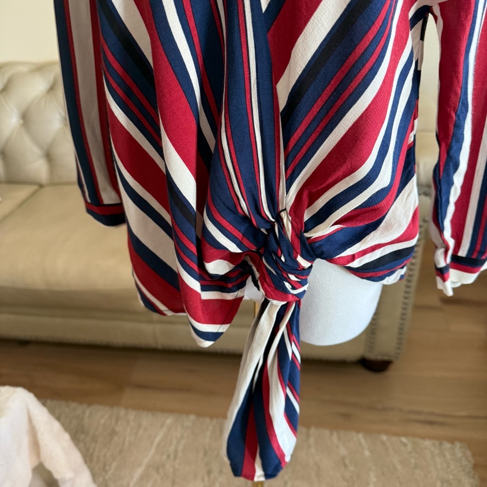 ZARA Striped V-Neck Top - Picture 7 of 13
